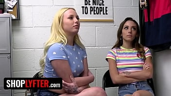 Two sexy girls get caught stealing and face intense cavity search